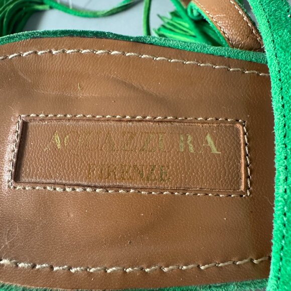 Aquazzura Green Suede Tassel Accents Sandals, Size 41 - Picture 12 of 12